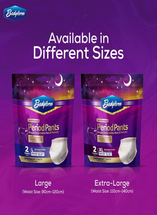 BODYFORM Period Pants - Women's Disposable Overnight Underwear - Heavy Flow Support 2 Period Pants (2 Count - Pack of 1) Large - Image 5